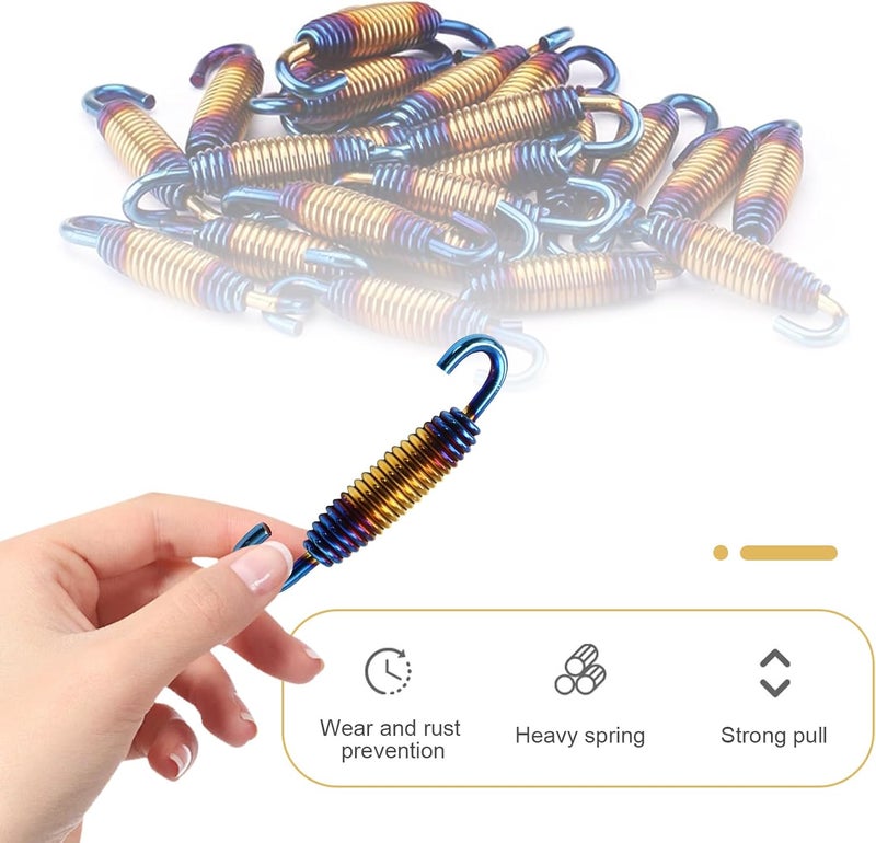 waswale Motorcycle Exhaust Muffler Spring, 40 mm-60 mm Extended Range Stainless Steel Spring Hooks Exhaust Reinforced Spring Hook, Universal for Riding Motorcycles, Scooters, ATVs (Multicolored Blue) - Image 4